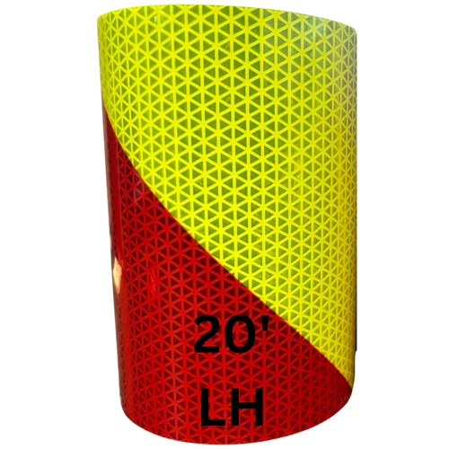 Cinta Chevron V98 - Cinta reflectante de rayas rojas y amarillo lima, 6 pulgadas x 20 pies, cinta reflectante inclinada a la izquierda, alta cinta