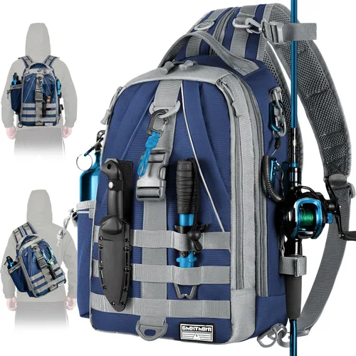 Miniatura 8 de Mochila de Pesca Ghosthorn con Bolsa de Aparejos y Bandolera - Mochila con Soporte para Caña - Caja de Aparejos Ligera para Regalos de Pesca