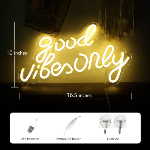 Miniatura 3 de Good Vibes Only - Letreros de neón para decoración de pared, luces de neón, adecuados para sala de estar, cerveza, bar, sala de juegos, hotel