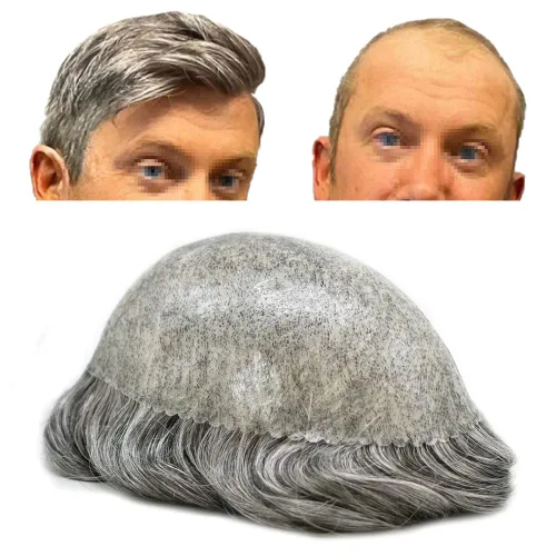 Miniatura 27 de LYRICAL HAIR Toupee for Men Human Hair Replacement System Injected Poly Skin Male Prothesis Durable PU Mens Hairpiece Wig 5"X7" #1 Jet Black 120%
