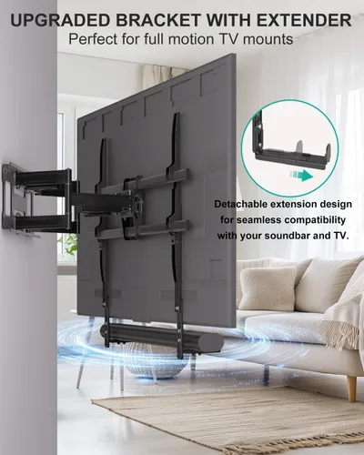 Miniatura 4 de WALI Soporte universal para barra de sonido para TV, soporte resistente para montaje por encima o debajo de la pantalla, longitud de hasta 16.7