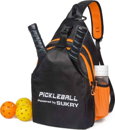 SUKRY Mochila ligera para pickleball para hombres y mujeres con múltiples bolsillos, mochila cruzada para gimnasio y viaje, accesorios para Naranja
