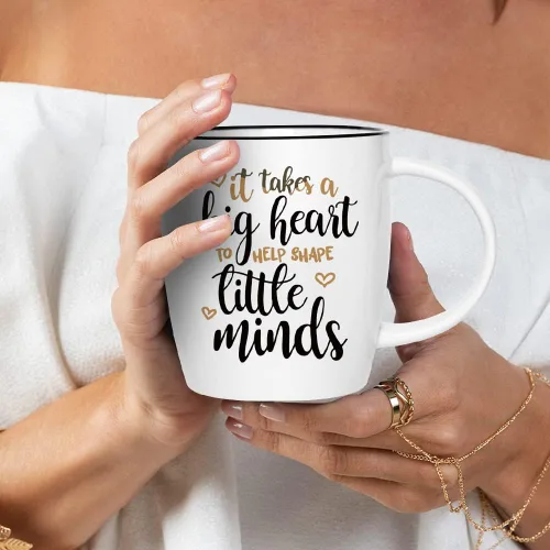 Miniatura 6 de Quimoy Taza de café con texto en inglés "It Takes A Big Heart", regalos inspiradores para profesores, taza de agradecimiento para graduación