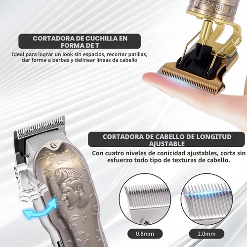 Miniatura 2 de Juego de cortapelos profesional, cortapelos para hombres, recortador de patillas en forma de T, afeitadora eléctrica, kit de salón de belleza