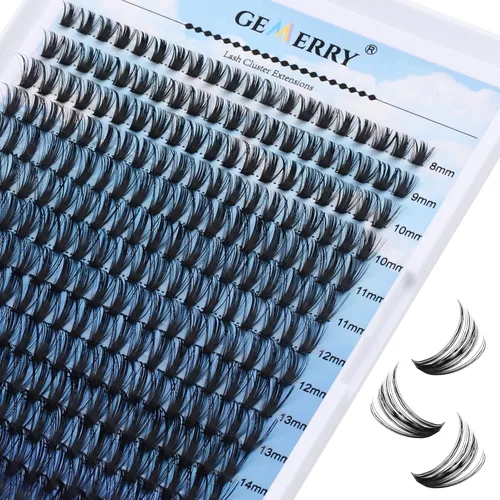 Miniatura 24 de Extensiones de pestañas en racimo GEMERRY, 144 piezas, pestañas individuales, dos estilos, extensiones de pestañas con tallo ancho, suaves
