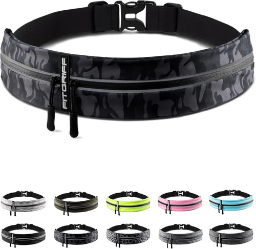 Cinturón de correr Fitgriff® para hombres y mujeres - Bolso de jogging seguro para teléfono, llaves y elementos esenciales - Para todos los camo -