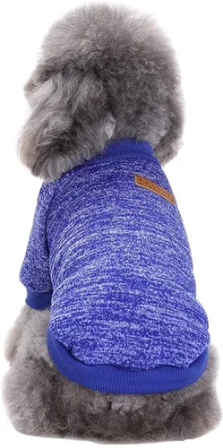 Miniatura 3 de Jecikelon - Ropa para mascotas, suéter suave, cálido y grueso, suéter de invierno para perros (talla S, color azul oscuro)