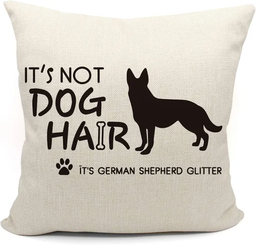 Funda de almohada de lino con purpurina de pastor alemán, regalos para amantes de los perros, regalos de mamá de pastor alemán, divertida funda de