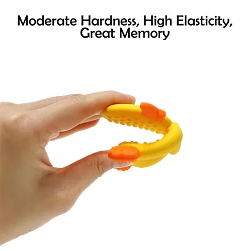 Miniatura 3 de [BabyBite] Juguetes de dentición para bebés, lindo mordedor de pato para juegos sensoriales y de desarrollo para bebés y niños pequeños, 100% Azul