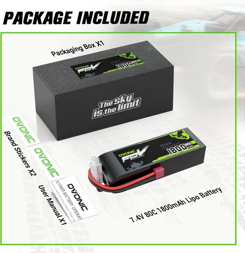 Miniatura 6 de OVONIC Batería Lipo de 7.4V 80C 1800mAh 2S con enchufe T