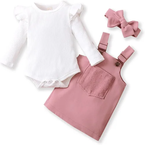 PATPAT Baby Girl Christmas Outfits Skirts Set Xmas Clothes My 1st Christmas Romper TopSuspender SkirtHeadband 0-18 Months