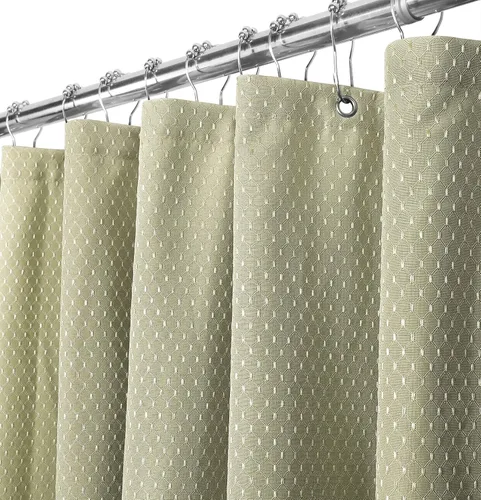 Miniatura 11 de Yimobra Juego de cortinas de ducha de tejido gofre con forro de tela a presión, tela pesada con 12 ganchos, impermeable y lavable, ventana superior