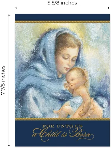 Miniatura 6 de Tarjetas navideñas religiosas de la Virgen y el Niño de Masterpiece / Juego de 16 tarjetas festivas cristianas en caja con acentos de lámina dorada