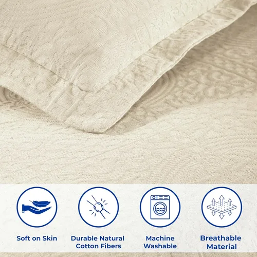 Miniatura 4 de Superior Juego de colcha de algodón con diseño de flor de lis, mantas cálidas, ropa de cama para todas las estaciones, decoración de dormitorio