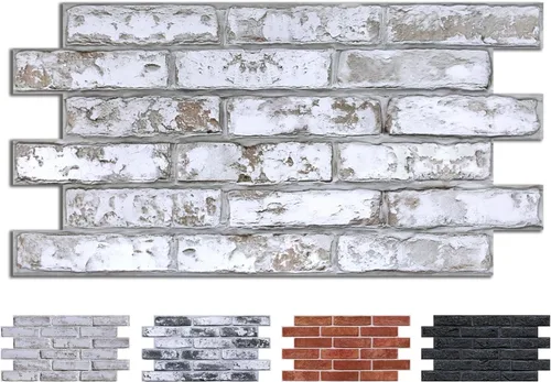Miniatura 10 de COMSTICKC 3D Whitewash Faux Brick Wall Panel Peel and Stick Wall Covering, 12 Pcs of 22.8" x 11.8", 3D Brick Wall Stickers, UrltraLight PVC Self