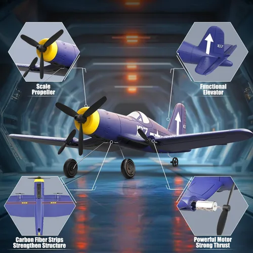 Miniatura 9 de Avión RC de 3 canales de la marca volantexrc, avión de control remoto de combate, juguetes de avión de combate, estabilizador de giro de 6 ejes