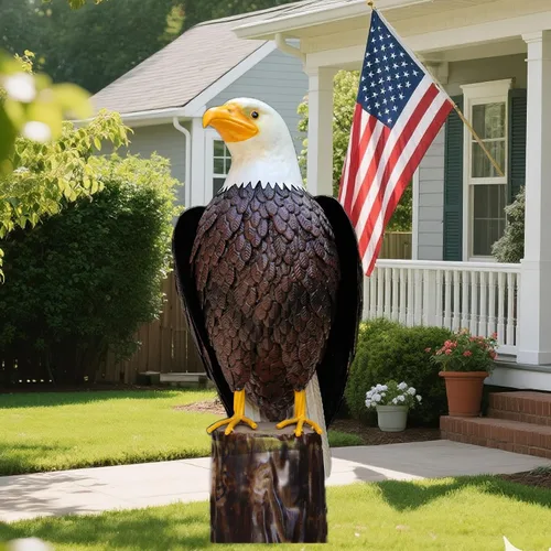 Estatua Chisheen de águila calva de metal para exteriores, arte de jardín, escultura para patio, sala de estar y decoración de jardín