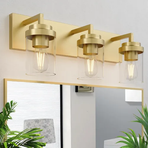 Miniatura 13 de Juego de 2 apliques de pared negros mate, con pantalla de cristal transparente, lámpara de montaje en pared para dormitorio, espejo y sala de estar