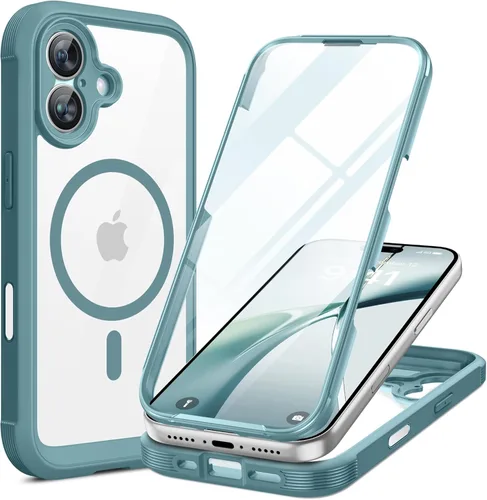 Miniatura 28 de Miracase Funda para iPhone 13 de 6.1 pulgadas, [sin burbujas] funda de teléfono de cuerpo completo con pantalla de vidrio completa integrada, sin