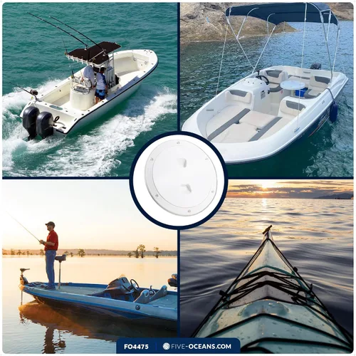 Miniatura 6 de Five Oceans Escotilla de barco, escotilla de acceso marino, escotilla redonda de placa de inspección con cubierta desmontable, plástico ABS blanco