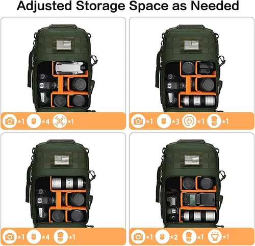 Miniatura 3 de MOSISO Mochila para cámaras tácticas, funda para cámara DSLR/SLR/sin espejo con compartimento para portátil, compatible con Canon/Nikon/Sony