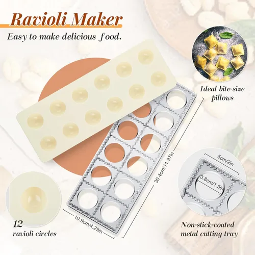 Miniatura 3 de Tioncy Juego de 9 herramientas de ravioles de pasta hechos a mano, juego de moldes de raviolis de tablero de ñoquis de madera para herramientas