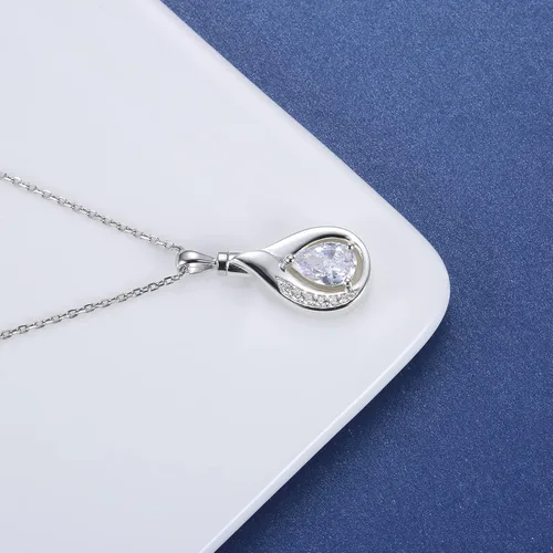 Miniatura 3 de Collar de urna de lágrima para cenizas, plata de ley 925, colgante de cremación azul conmemorativo, collar funerario, regalo de joyería