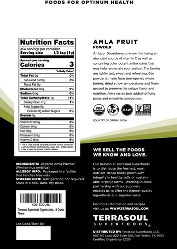 Miniatura 2 de Terrasoul Superfoods Polvo orgánico de bayas Amla (Amalaki), 16 onzas, rico en vitamina C antioxidante Apoya la inmunidad