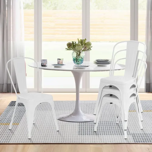 Miniatura 11 de Juego de 4 sillas de comedor de metal para interiores y exteriores, sillas apilables para patio, cocina, sillas de metal, sillas de restaurante