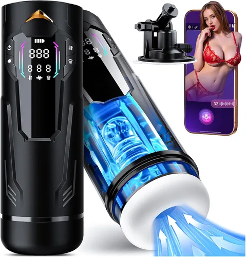Uoffile Juguetes sexuales para hombres, masturbador masculino, coño de bolsillo con aplicación AI con 8 juguetes sexuales para hombres, juguetes