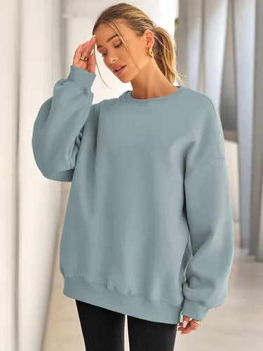 Miniatura 3 de EFAN Sudaderas de gran tamaño para mujer, sudaderas con capucha de forro polar con cuello redondo, suéteres casuales y cómodos de moda de otoño 2024
