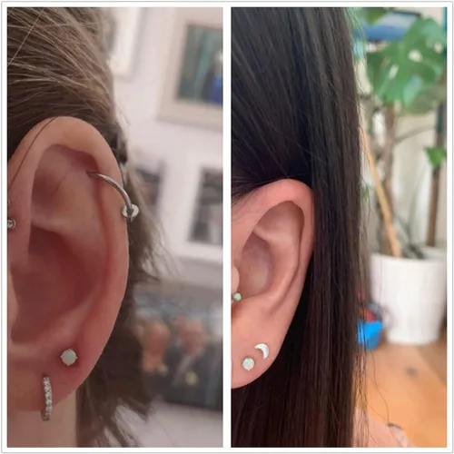Miniatura 2 de Aretes hipoalergénicos de plata de ley 925 de 0.118 in0.157 in0.236 in para mujeres, adolescentes, niñas, aretes de segundo agujero para mujer