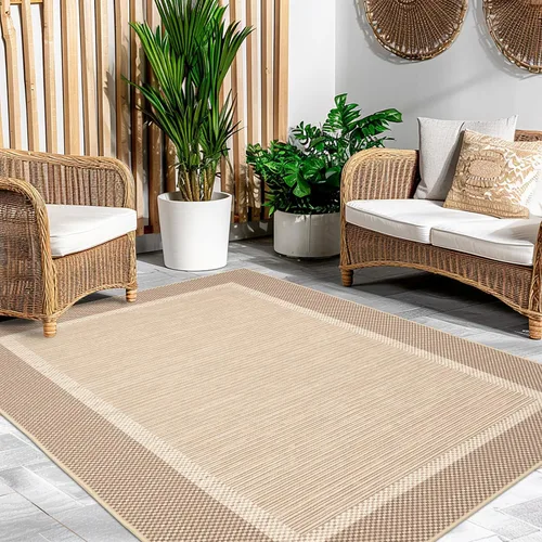 Miniatura 3 de ILANGO Alfombras de Área de Yute para Exteriores, Alfombras Tejidas Lavables para Patio 5'x7', Alfombras Naturales de Estilo Rústico para Áreas