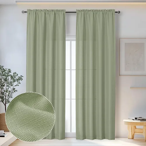 Miniatura 13 de OWENIE Bob Juego de 2 Paneles de Cortinas Negras de Cocina para Ventanas de 36 Pulgadas de Largo, Cortinas Cortas de Café con Textura de Lino
