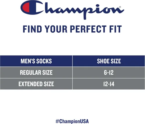 Miniatura 4 de Champion Calcetines tobilleros de doble secado para hombre que absorben la humedad 6, 8, 12 paquetes disponibles