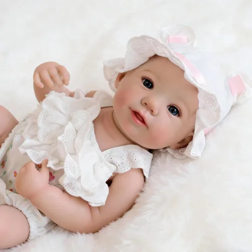 Miniatura 3 de iCradle Preciosa muñeca realista de 19 pulgadas, muñeca de bebé recién nacida de cuerpo completo de vinilo de silicona de aspecto real, muñeca