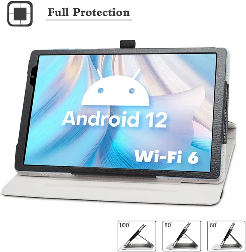 Miniatura 2 de Bige para tabletas TECLAST P26T/Vortex T10M Pro Plus de 10.1", soporte giratorio de 360 grados con cubierta de bonito patrón, color negro
