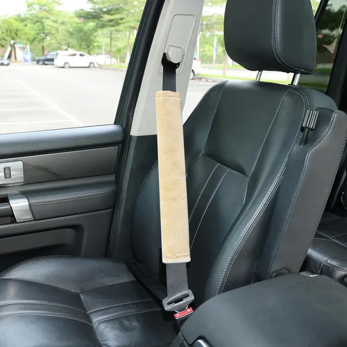 Miniatura 32 de Amooca Funda universal para cinturón de seguridad de piel sintética suave para automóvil, camión, SUV, avión, almohadilla para cinturón de seguridad