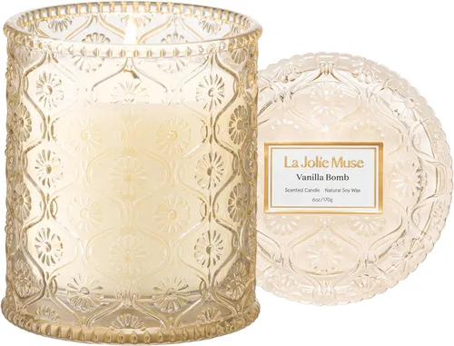 Miniatura 14 de LA JOLIE MUSE - Vela perfumada de Santal Rose – Azafrán, Rosa y Cuero 6 onzas de cera de soja natural 40 horas de combustión limpia Lista