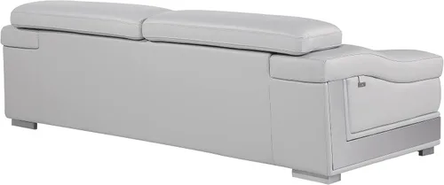 Miniatura 4 de BlackJack Furniture Salerno - Sofá moderno y contemporáneo de cuero italiano de grano superior, color gris rinoceronte