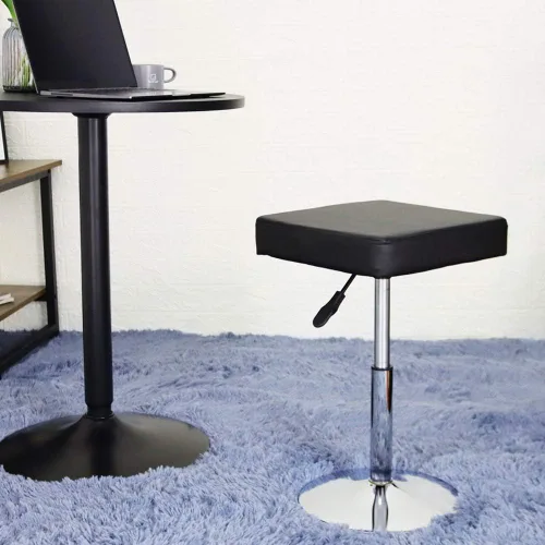 Miniatura 2 de FURWOO Taburete cuadrado negro para salón – Taburete de altura ajustable para tocador, manicura, tienda, peluquería oficina en casa, pequeño