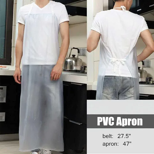 Miniatura 4 de Delantal unisex de 47 x 27.5 pulgadas, resistente al agua, de PVC, transparente, para lavar platos, cocina, cocina, transparente