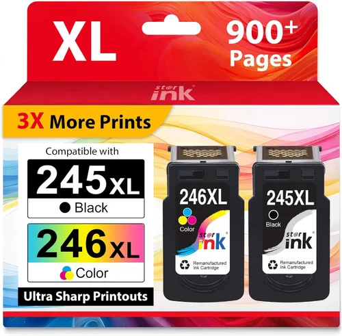 Cartucho de tinta St@r Ink 246XL 245XL de repuesto para Canon Ink 245 y 246 PG-245XL CL-246XL Compatible con Canon 245XL 246XL Combo Pack para