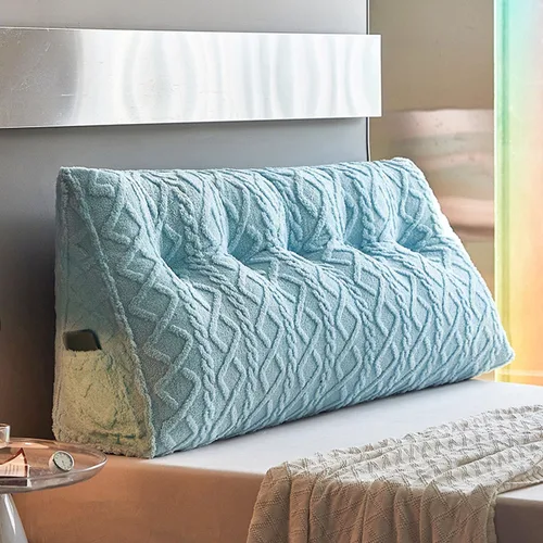 Miniatura 10 de Almohada triangular para cabecero grande para cama de lectura, respaldo de cuña para cabecero, cojín de apoyo para sofá cama con funda extraíble