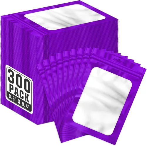 Miniatura 45 de ANZNKU 300 bolsas para bolígrafos, bolsas de Mylar resellables multicolor de 2.7 x 9 pulgadas, bolsas de embalaje con ventana transparente