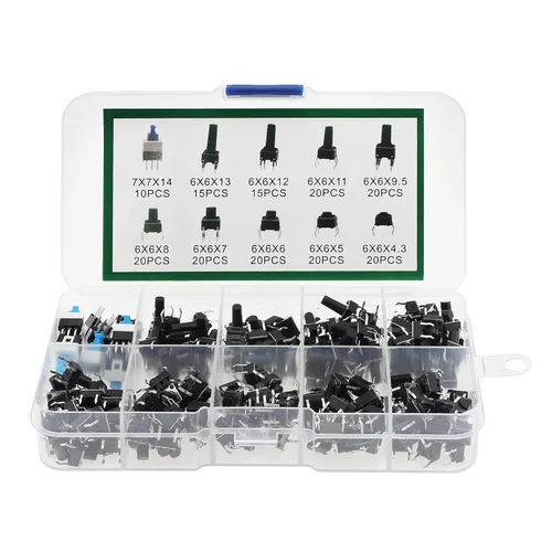 Miniatura 6 de Interruptor táctil de botón pulsador micro momentáneo interruptor 10 valores 0.236x0.236 in 4 pines 180 piezas kit surtido interruptores pulsadores
