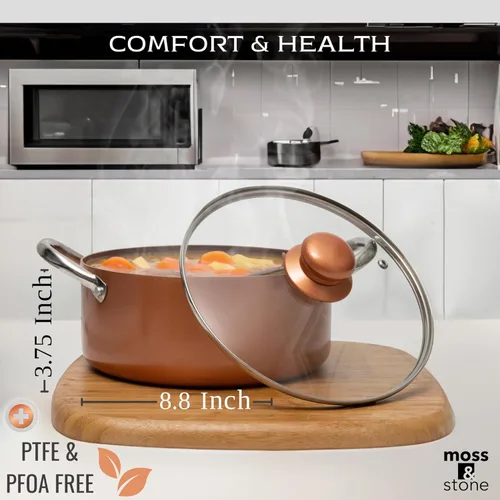 Miniatura 3 de Moss & Stone 7 piezas de utensilios de cocina de chef de cobre, sartén antiadherente de 9.5 x 3.5 pulgadas, cesta para freír, apta para lavavajillas