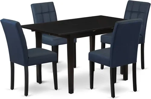 Miniatura 25 de East West Furniture NFAS3-BLK-09 - Juego de mesa de cocina de 3 piezas, incluye una mesa de madera y 2 sillas acolchadas de tela de poliéster azul