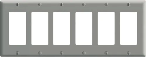 Miniatura 2 de Leviton 80436-W - Placa decorativa GFCI para pared, tamaño estándar, con 6 ventanas, termoestable, montaje para dispositivo, color blanco