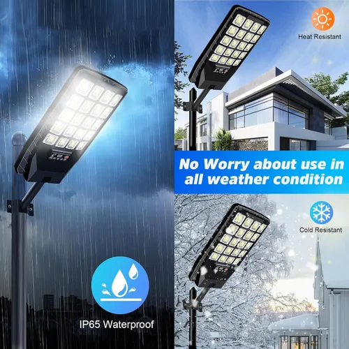 Miniatura 3 de JWT Paquete de 2 Luces de Calle Solares Impermeables para Exteriores - Luz de Inundación Alimentada por Energía Solar con Sensor de Movimiento